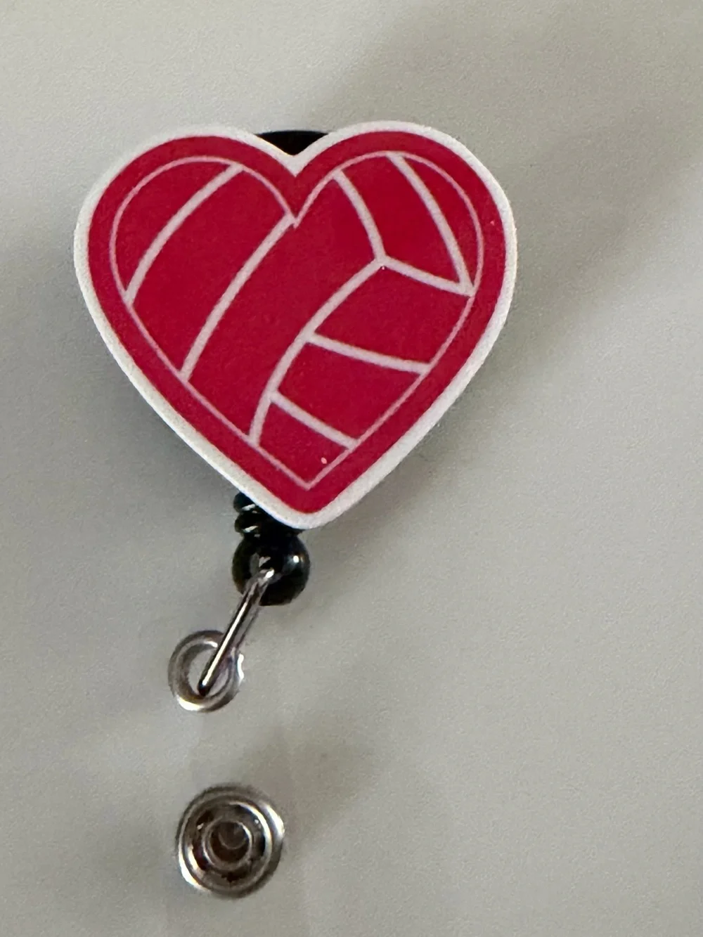 Pink Heart Badge Reel Retractable ID Holder